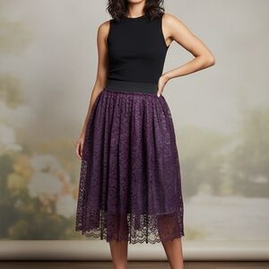 Allure Deep Purple Lace A-Line Skirt.      Size: 22